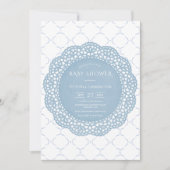 Invitation Baby shower Vintage Blue Lace (Devant)