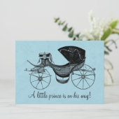 Invitation Baby shower Vintage Blue Little Prince (Debout devant)