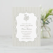 Invitation Baby shower Vintage botanique de Sage (Debout devant)