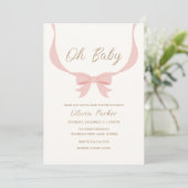 Invitation Baby shower vintage Bow Ribbon Girl (Debout devant)