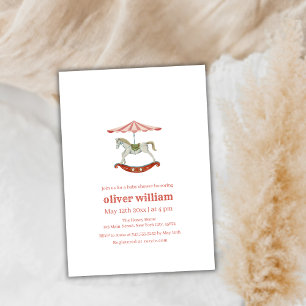 Invitation Baby shower vintage Carrousel Carnival Circus