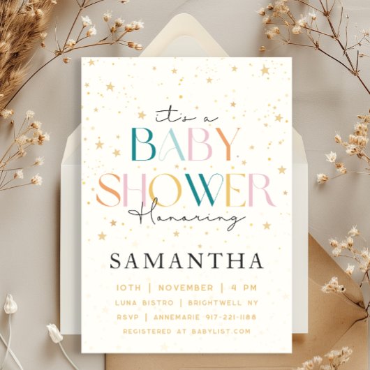 Invitation Baby shower Vintage Celestial Starry Sky