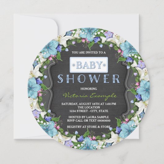 Invitation Baby shower Vintage Chalk garçons (Devant)