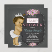 Invitation Baby shower vintage Chalkboard (Devant / Derrière)