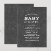 Invitation Baby shower vintage Chalkboard (Devant / Derrière)
