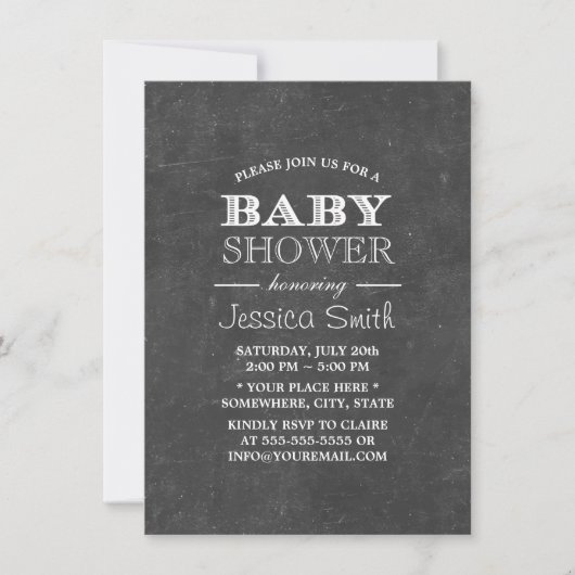 Invitation Baby shower vintage Chalkboard (Devant)