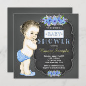 Invitation Baby shower vintage Chalkboard (Devant / Derrière)