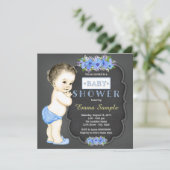Invitation Baby shower vintage Chalkboard (Debout devant)