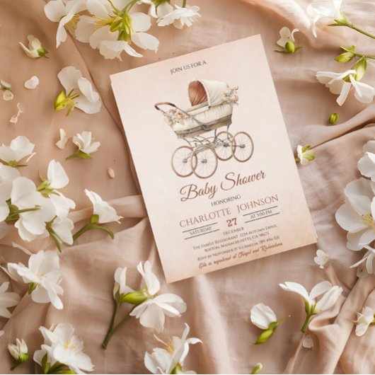 Invitation Baby Shower Vintage Classique Unisexe