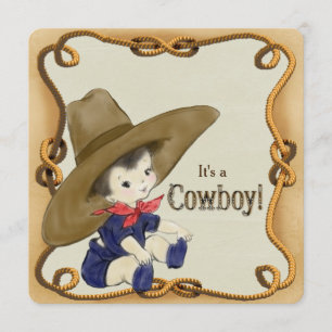Invitation Baby-Shower Vintage Cow-Boy