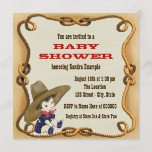 Invitation Baby shower Vintage Cowboy