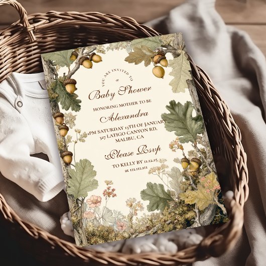 Invitation Baby shower vintage d'Acorns