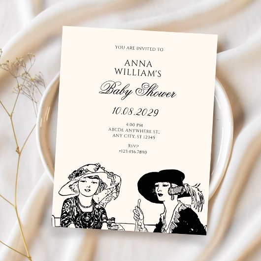 Invitation Baby shower vintage dames