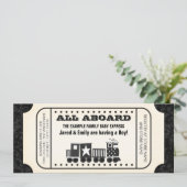 Invitation Baby shower vintage de billets de train (Debout devant)
