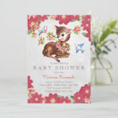 Invitation Baby shower vintage de cerfs (Debout devant)