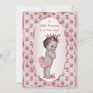 Invitation Baby shower Vintage de la princesse rose