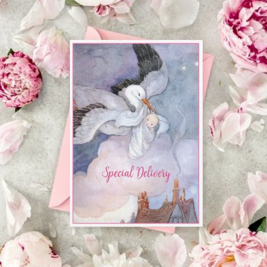 Invitation Baby shower vintage de livraison spéciale