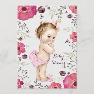 Invitation Baby shower vintage de pavots d'aquarelle de bébé