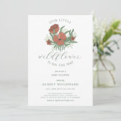 Invitation Baby shower vintage de petite Fleur sauvage (Debout devant)