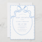 Invitation Baby shower Vintage de ruban bleu (Devant)