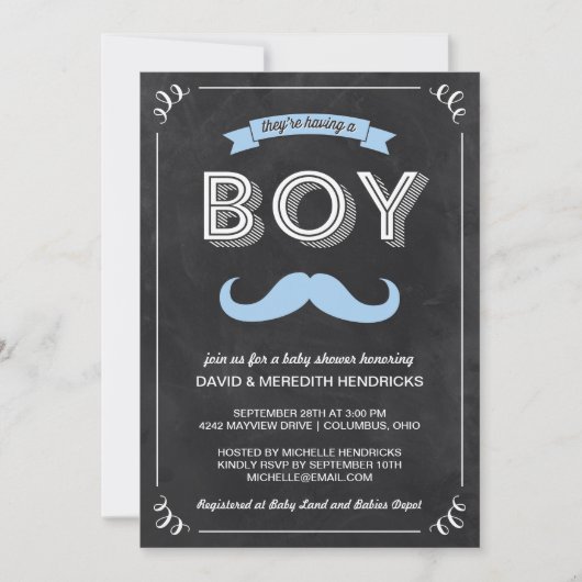 Invitation Baby shower vintage de tableau (Devant)