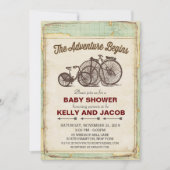 Invitation Baby shower vintage de voyage à vélo (Devant)