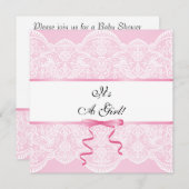 Invitation Baby shower vintage dentelle fille (Devant / Derrière)