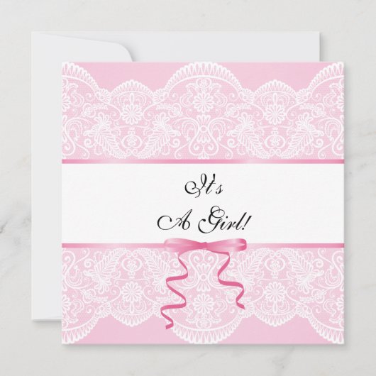 Invitation Baby shower vintage dentelle fille (Devant)