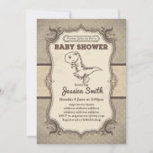 Invitation BABY SHOWER vintage - dinosaure (Devant)