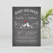 Invitation Baby shower vintage d'inséparables de tableau (Debout devant)