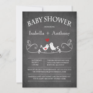 Invitation Baby shower vintage d'inséparables de tableau