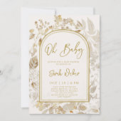 Invitation Baby shower Vintage doré (Devant)