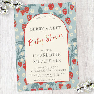 Invitation Baby Shower Vintage Douce aux Fruits Rouges Bébé F