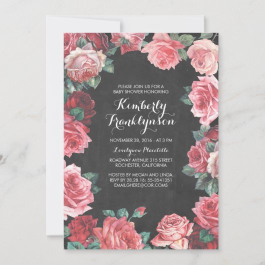 Invitation baby shower vintage en damier (Devant)