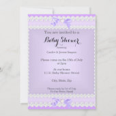 Invitation Baby shower vintage Fille Lilac Lavande Violet (Dos)