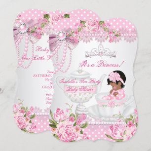 Invitation Baby Shower Vintage Fille Rose Tea Party Mignon