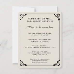 Invitation Baby Shower Vintage, Fleurs Jaunes Floral Prairie