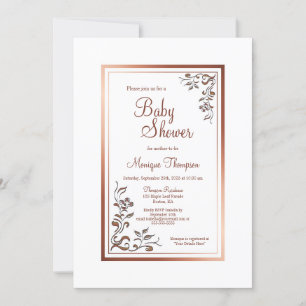Invitation Baby shower vintage Floral Gold
