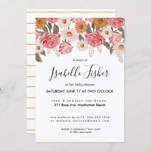 Invitation Baby shower Vintage Florals