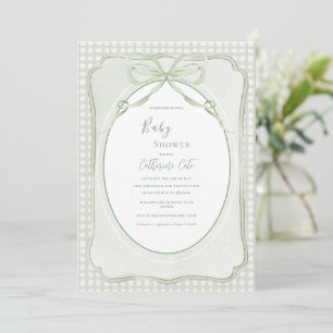 Invitation Baby Shower Vintage Gingham Vert