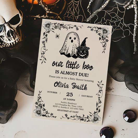 Invitation Baby shower Vintage gothique d'Halloween