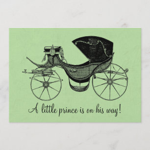 Invitation Baby shower Vintage Green Little Prince