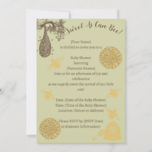 Invitation Baby shower vintage Honey Bumblebee