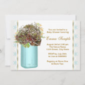 Invitation Baby shower vintage Hydrangea Mason Jar (Dos)