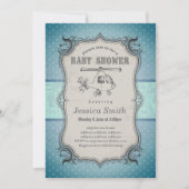 Invitation BABY SHOWER vintage - jouet Hélicoptère (Devant)
