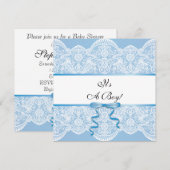 Invitation Baby shower vintage Lace Boy (Devant / Derrière)