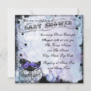 Invitation Baby-Shower Vintage Lavande Violet Pour Bébé