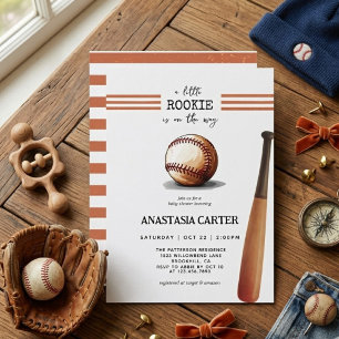 Invitation Baby Shower Vintage Little Rookie de Baseball