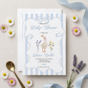 Invitation Baby-Shower Vintage Oie Florale
