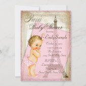Invitation Baby shower vintage Paris (Devant)